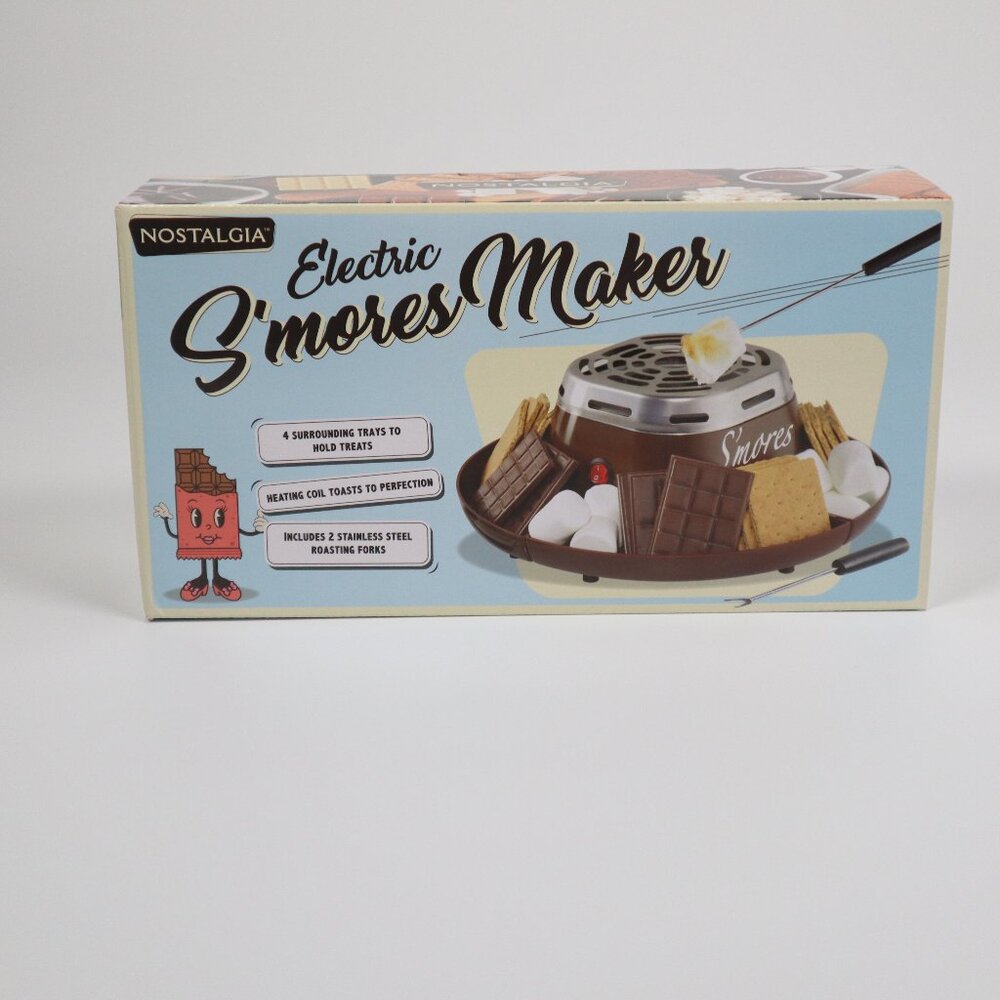 Nostalgia Electric S’mores Maker BNIB Brown Indoor Flameless Heater